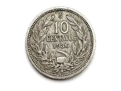 Moneda antigua de 10 centavos de 1936 Chile - miniatura 1