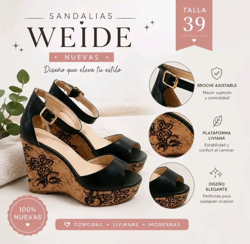 Sandalias Weide Nuevas Talla 39 Plataforma Liviana