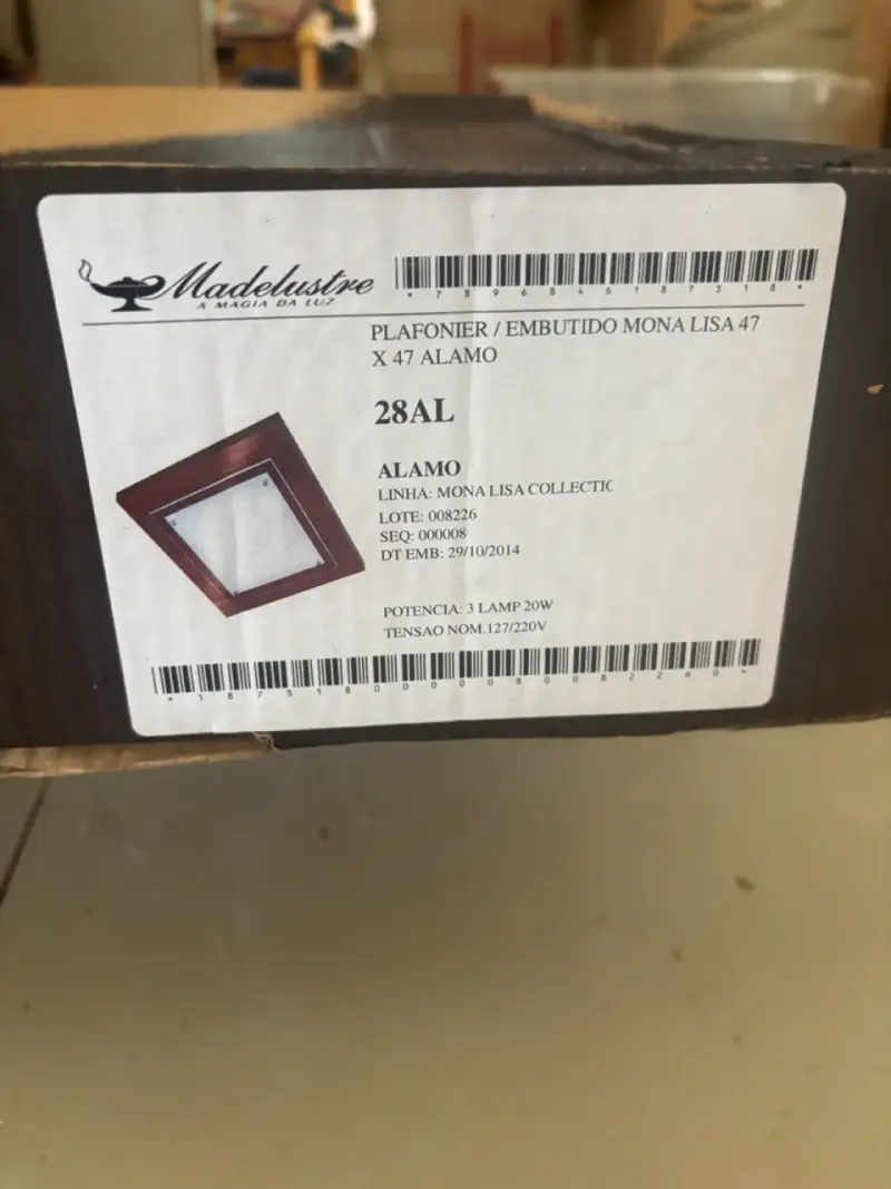 Plafonier embutido Mona Lisa 47x47 madera y vidrio - 2