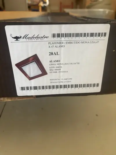 Plafonier embutido Mona Lisa 47x47 madera y vidrio - miniatura 2