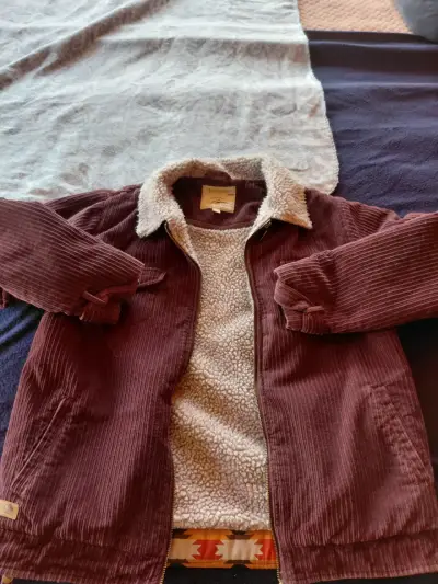 Chaqueta de pana burdeos con forro de sherpa - miniatura 2