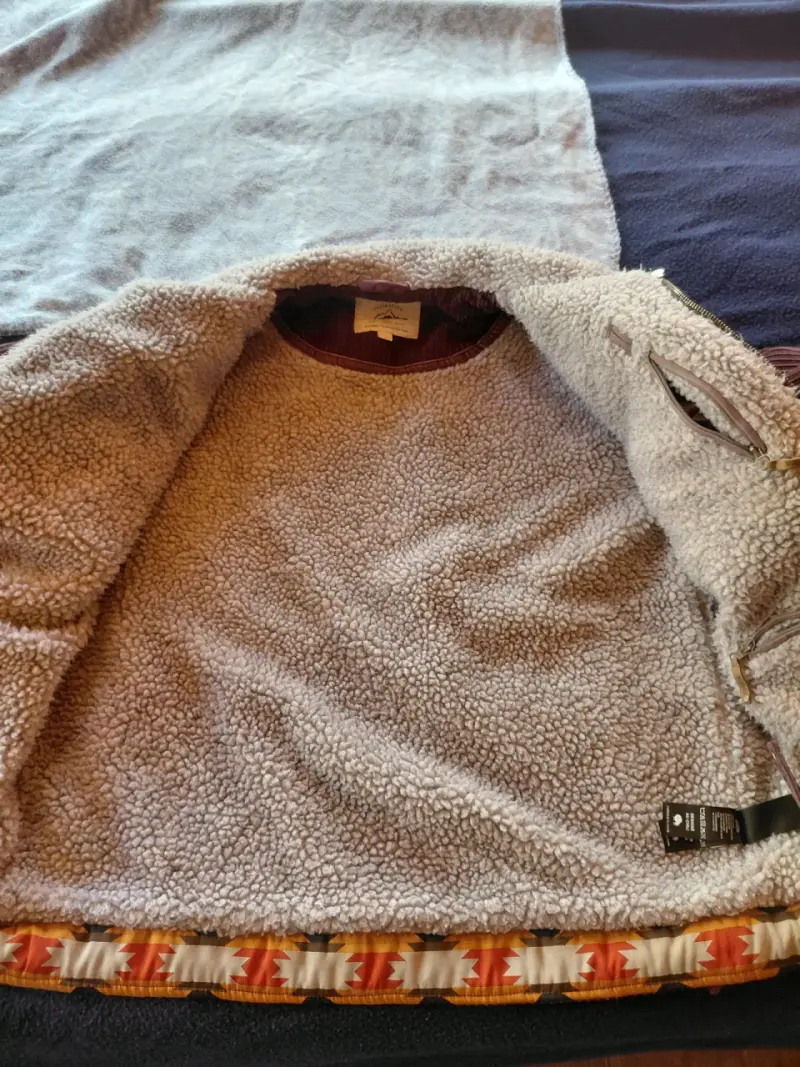 Chaqueta de pana burdeos con forro de sherpa - 3