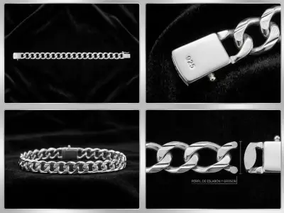 Pulsera de plata 925 estilo cubano - miniatura 3