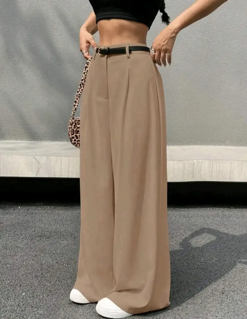 Pantalones anchos caqui para mujer talla XXL - 1