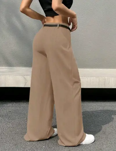 Pantalones anchos caqui para mujer talla XXL - miniatura 2