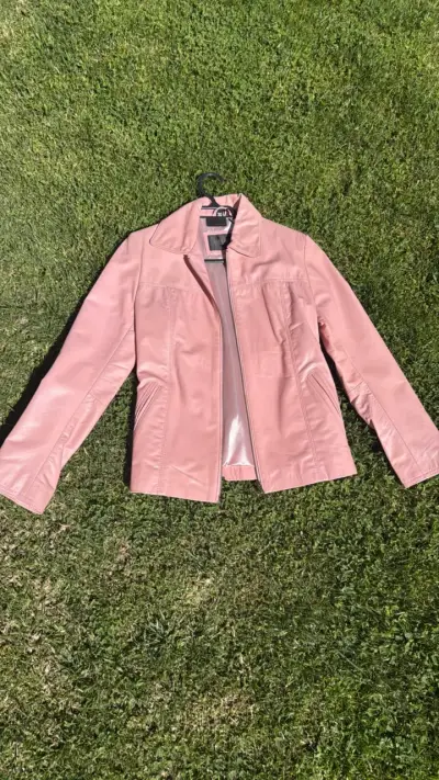 Chaqueta de cuero rosa para mujer Reza Duro - miniatura 1