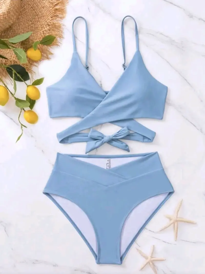 Bikini de dos piezas con diseño cruzado XL - 1