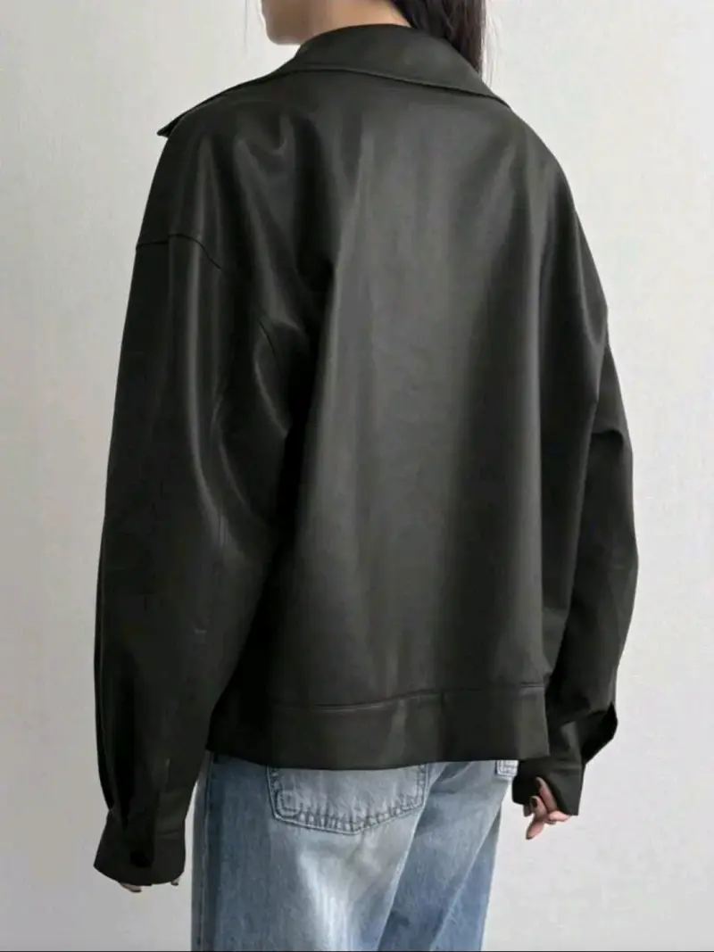 Chaqueta negra oversize para mujer - 2