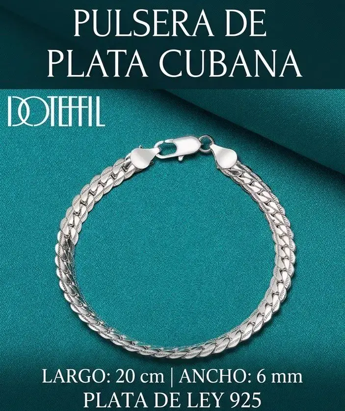 Pulsera de plata cubana 925 con cierre seguro - 1