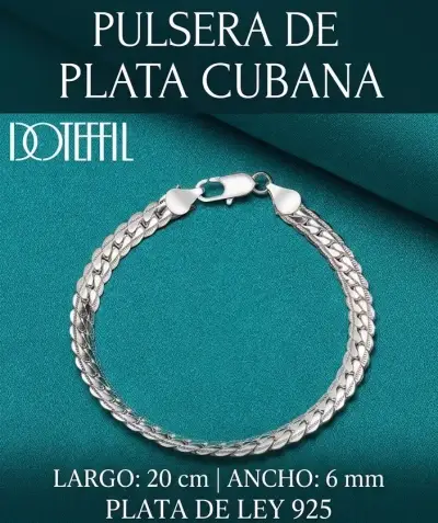 Pulsera de plata cubana 925 con cierre seguro - miniatura 1