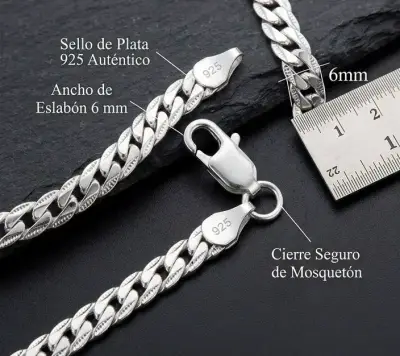 Pulsera de plata cubana 925 con cierre seguro - miniatura 2