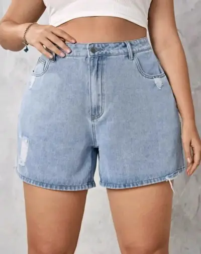Shorts de mezclilla azul claro para mujer XL - miniatura 1