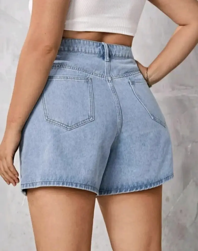 Shorts de mezclilla azul claro para mujer XL - 2