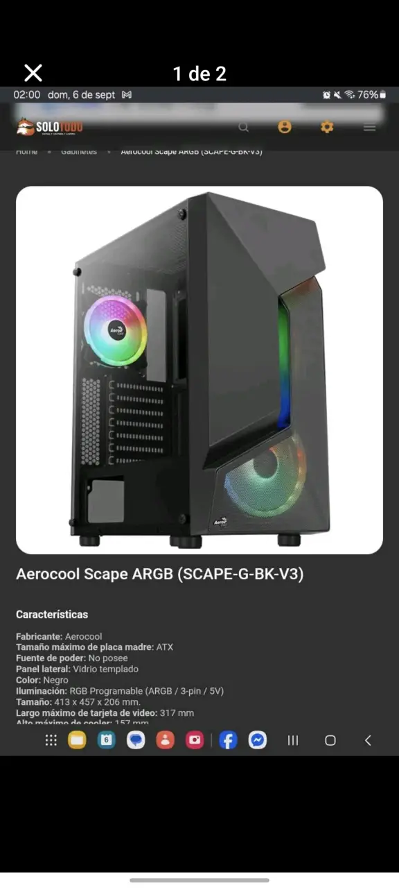 Gabinete Aerocool Scape ARGB ATX Negro - 1