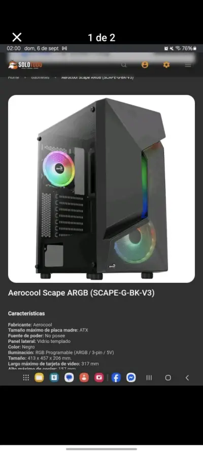 Gabinete Aerocool Scape ARGB ATX Negro - miniatura 1