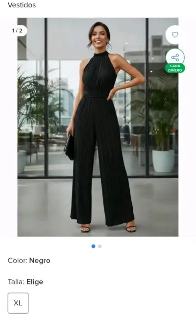 Vestido y enterito largo negro elegante talla XL - miniatura 3