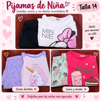 Trío de Pijamas Niña Talla 14 – 100% Algodón 💕 - miniatura 1