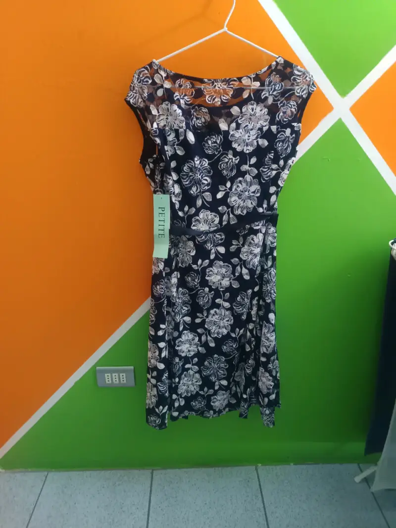 Vestido floral azul y blanco estilo Petite - 1