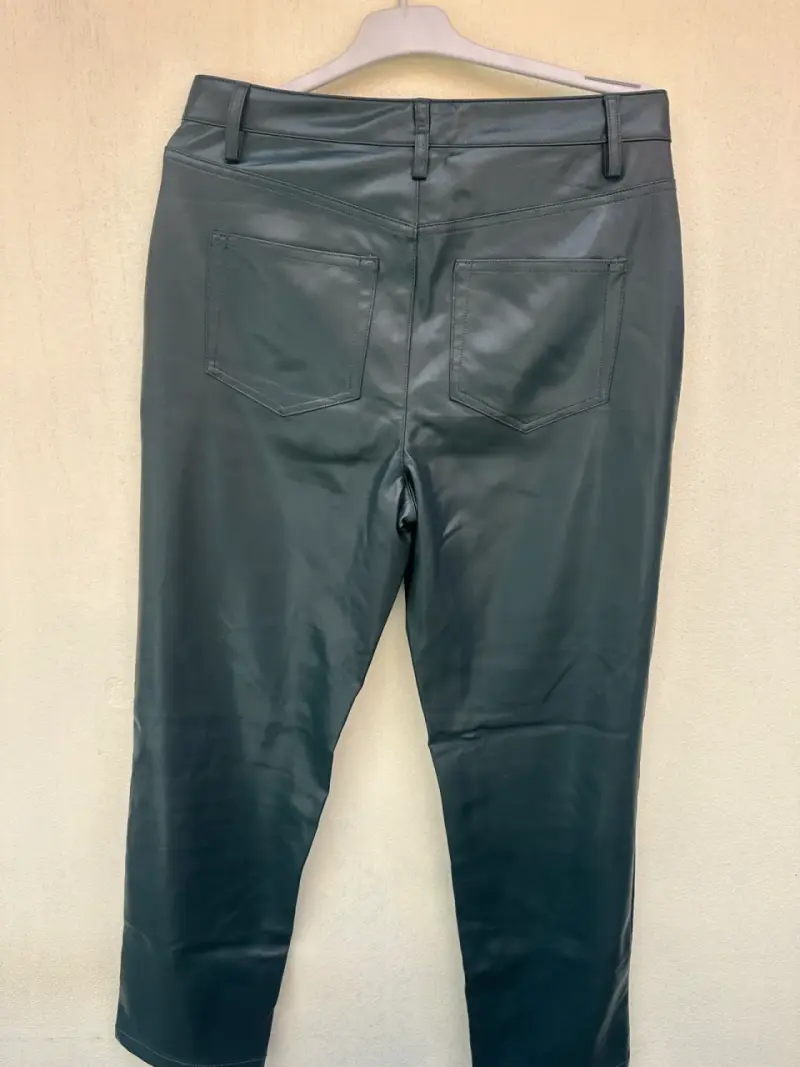Pantalones de cuero sintético Calvin Klein verde oscuro - 4