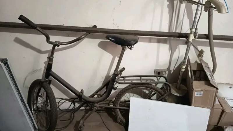 Bicicleta urbana roja con parrilla trasera - 1