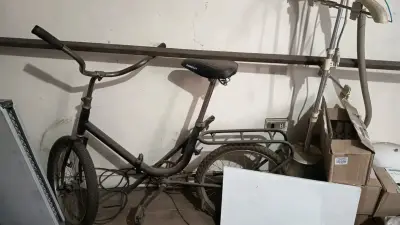 Bicicleta urbana roja con parrilla trasera - miniatura 1