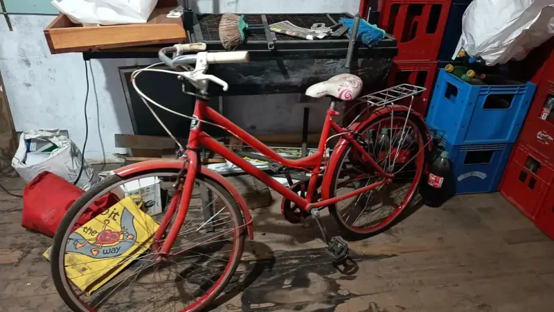 Bicicleta urbana roja con parrilla trasera - 2