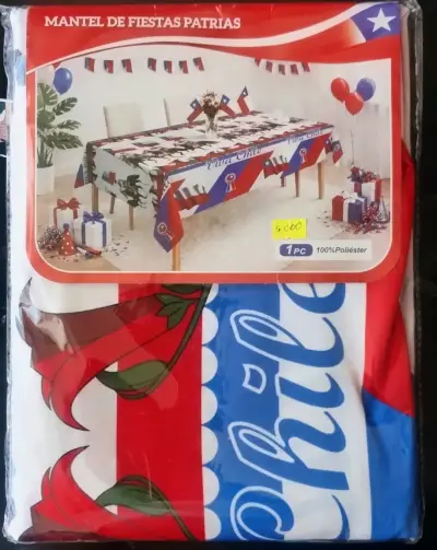 Mantel de Fiestas Patrias Viva Chile 100% Poliéster - miniatura 1