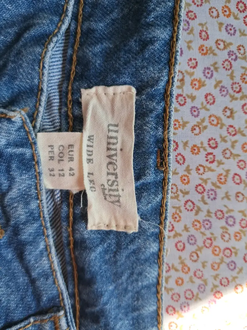 Jeans anchos de mezclilla azul para mujer - 2