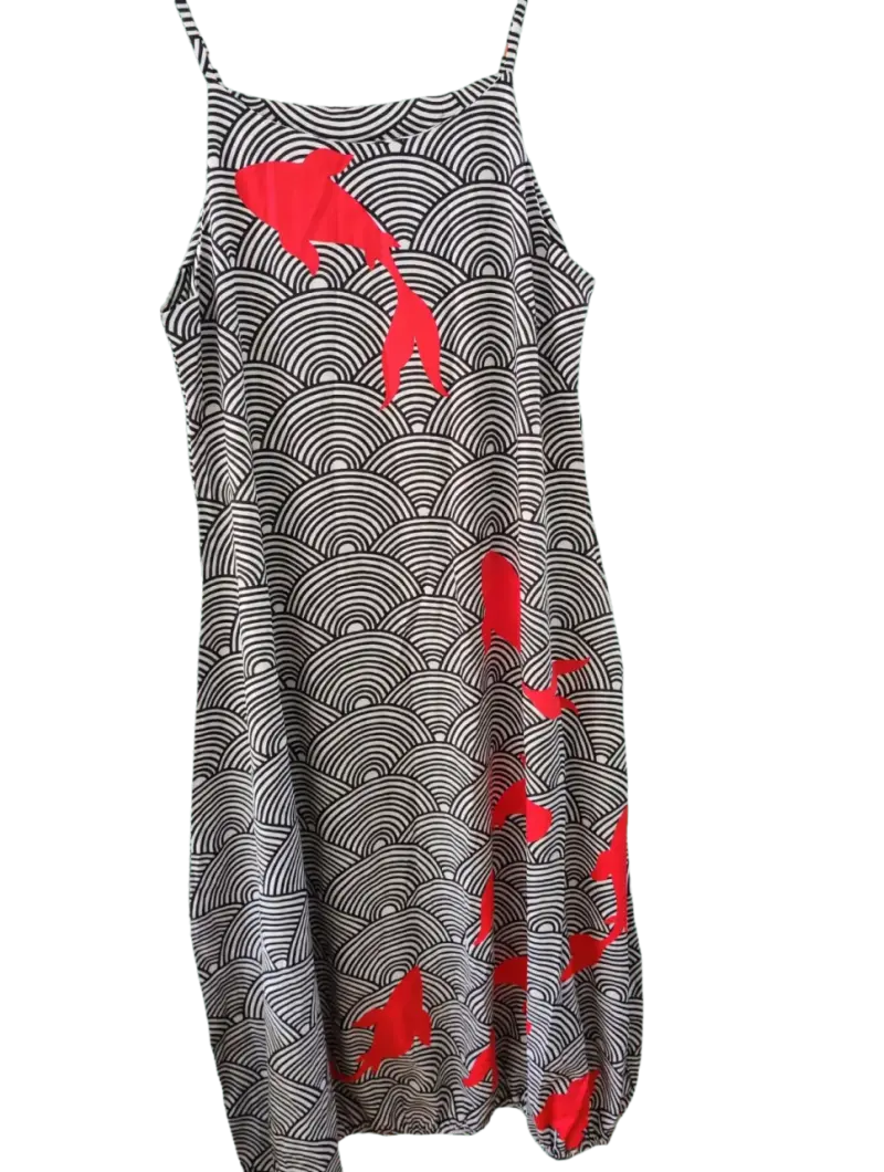 Vestido midi pez koi rojo - 1