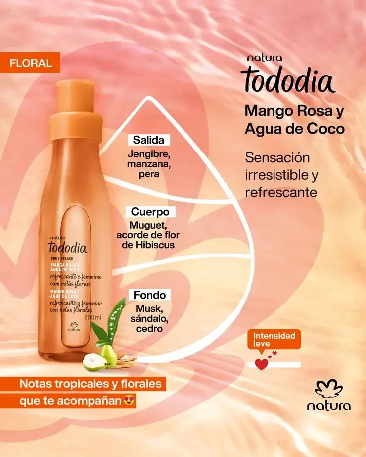 Body Splash Natura Tododia Mango Rosa Coco , 200ml - 2