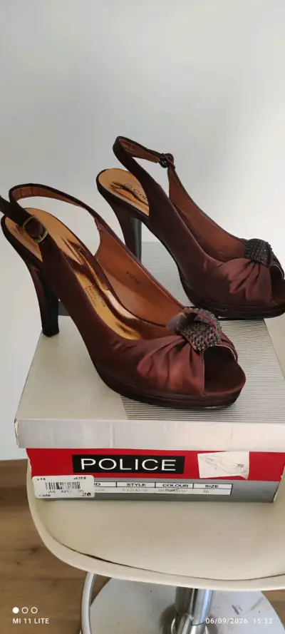 Zapatos de Tacón Alto Café Satinado - miniatura 1