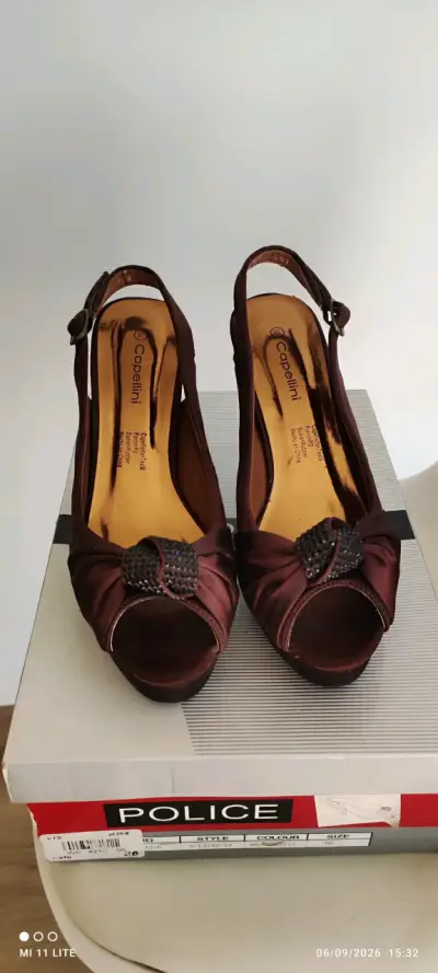 Zapatos de Tacón Alto Café Satinado - miniatura 2