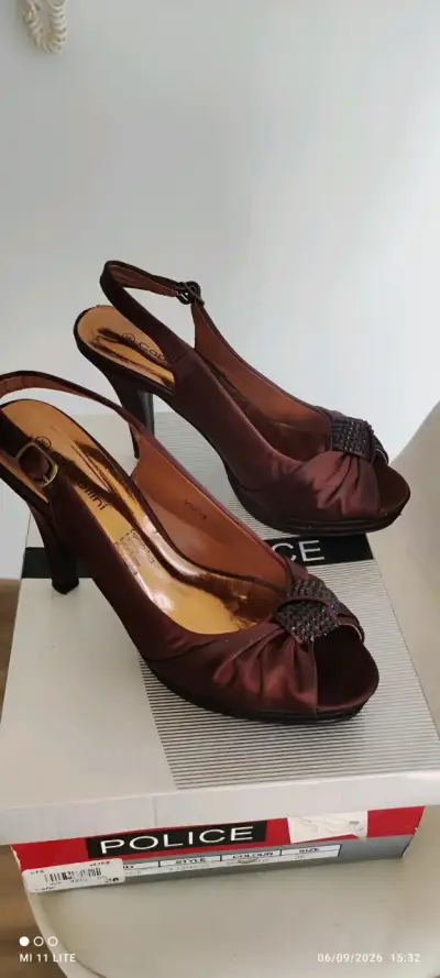 Zapatos de Tacón Alto Café Satinado - miniatura 3