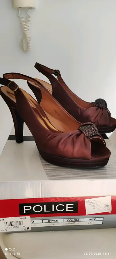 Zapatos de Tacón Alto Café Satinado - miniatura 4
