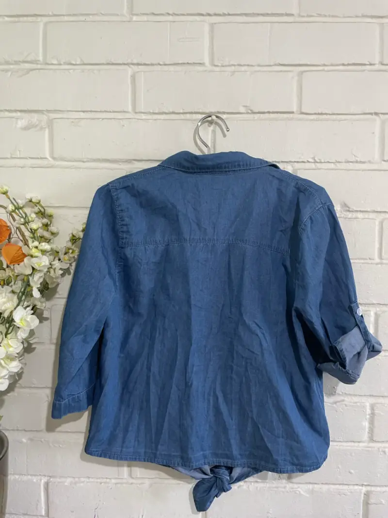 Camisa de mezclilla azul para mujer talla L - 2