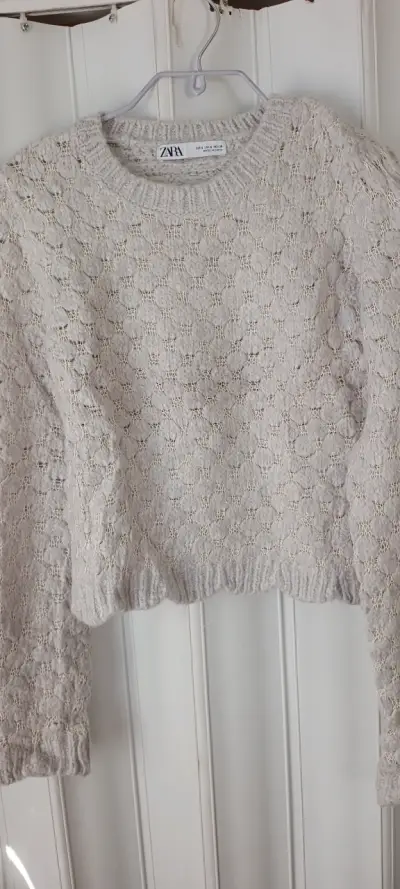 Suéter tejido beige Zara para mujer - miniatura 1