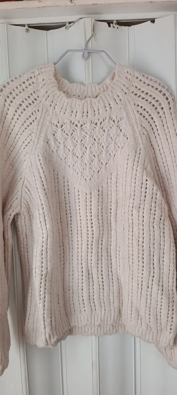 Suéter tejido beige para mujer talla L - 1