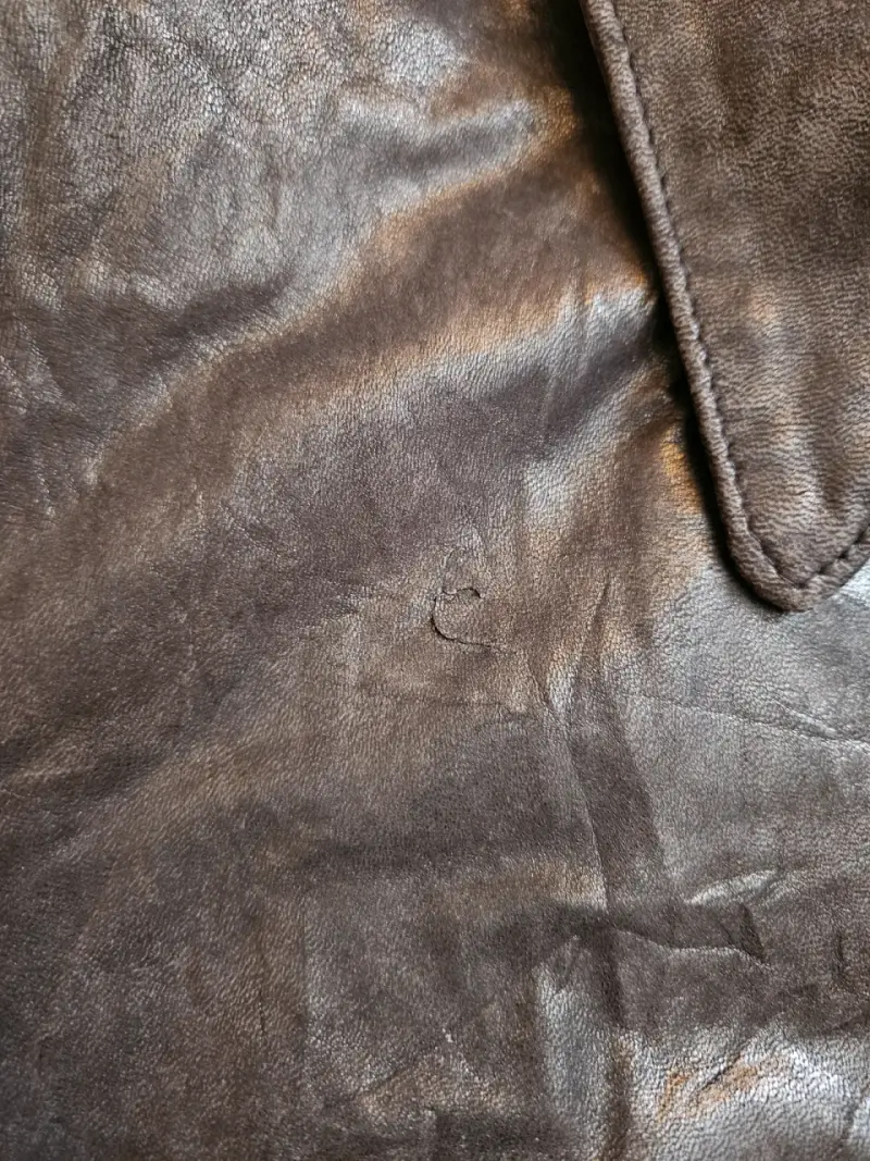 Chaqueta de cuero marrón Bovines con cinturón - 5