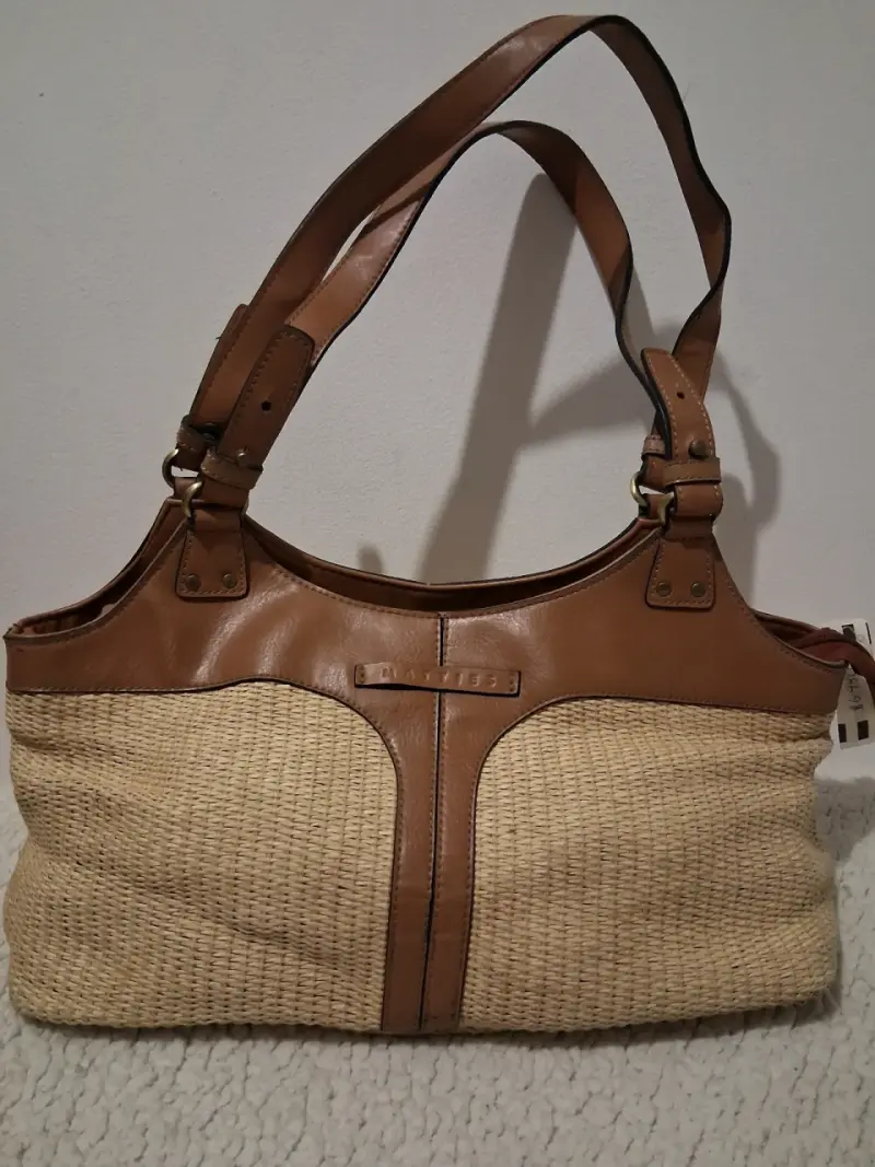 Bolso de mano Matties de cuero y mimbre - 1