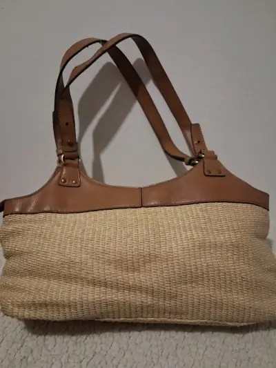 Bolso de mano Matties de cuero y mimbre - miniatura 4