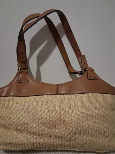 Bolso de mano Matties de cuero y mimbre - miniatura 5