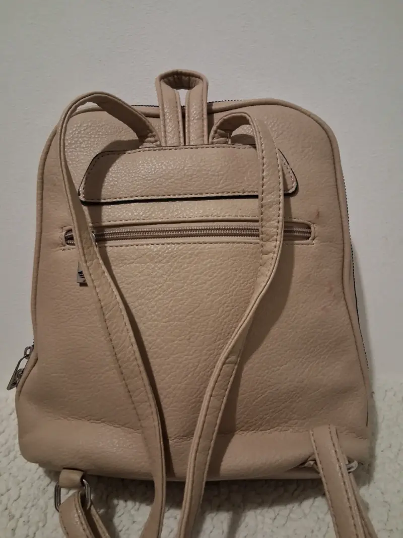 Mochila beige de cuero sintético Sei - 4