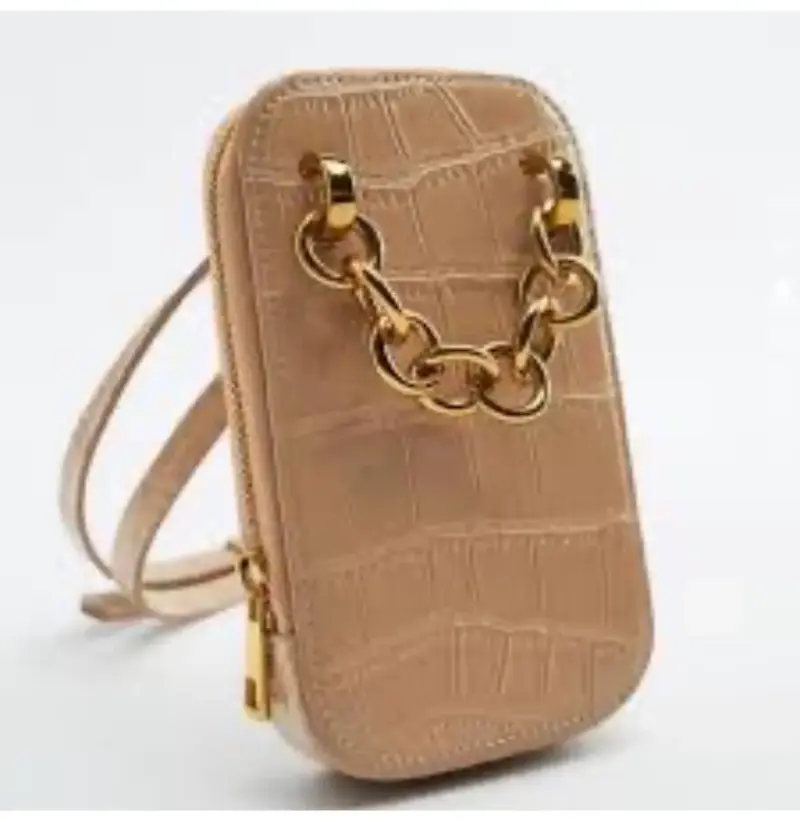 Cartera cruzada beige con cadena dorada - 3