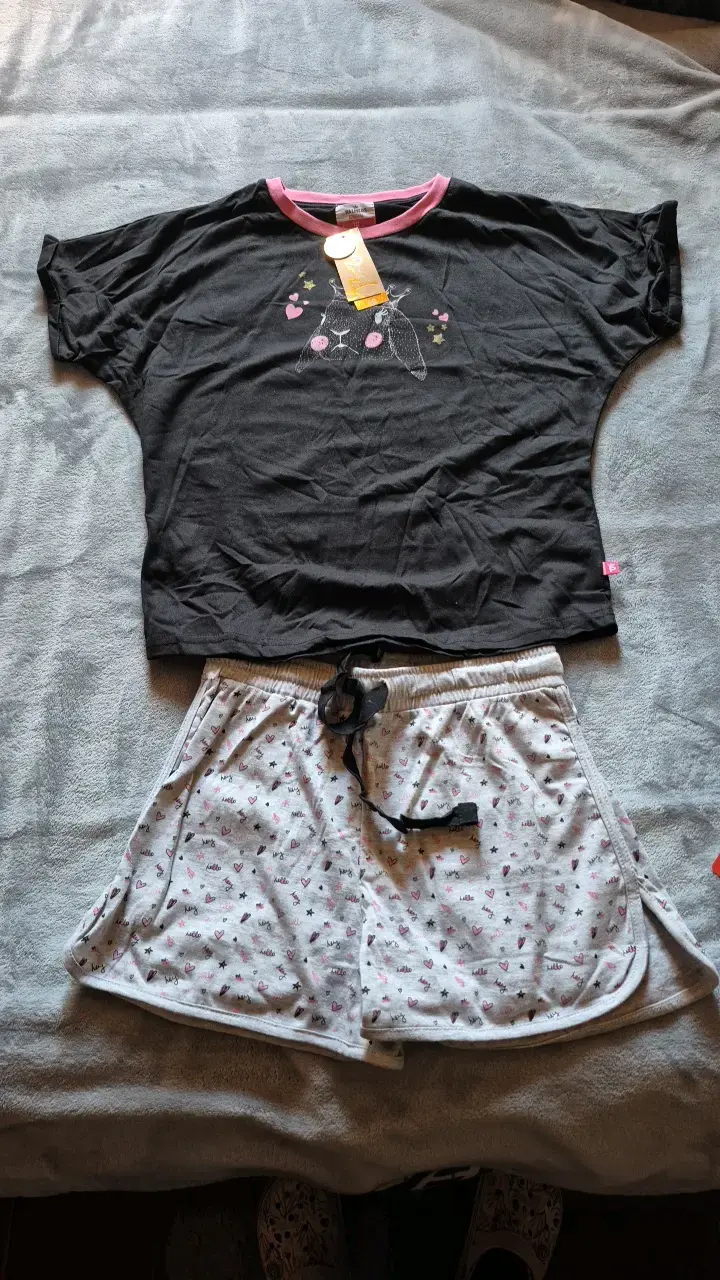 Pijama de mujer negro con estampado de gato - 2