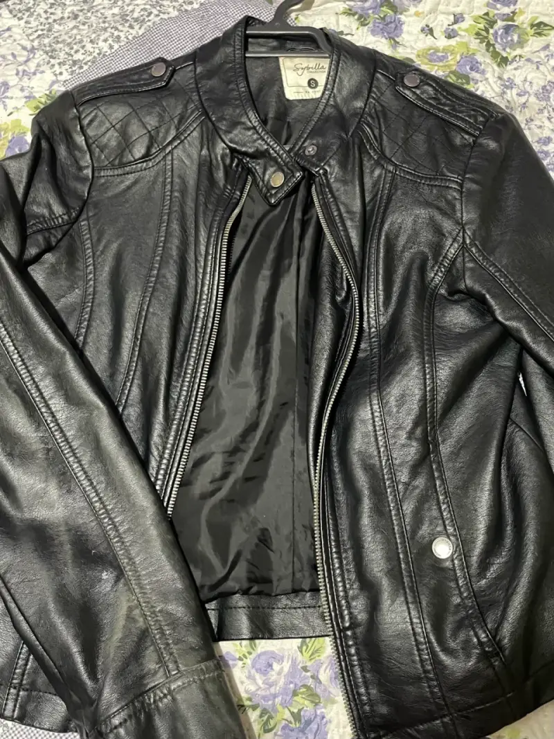 Chaqueta de cuero negra Sybilla talla S - 2