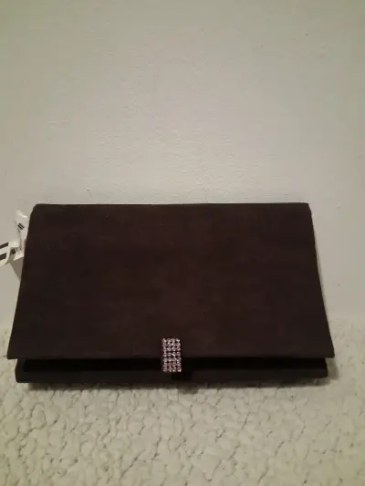 Cartera HR de mano marrón con detalle brillante - miniatura 1