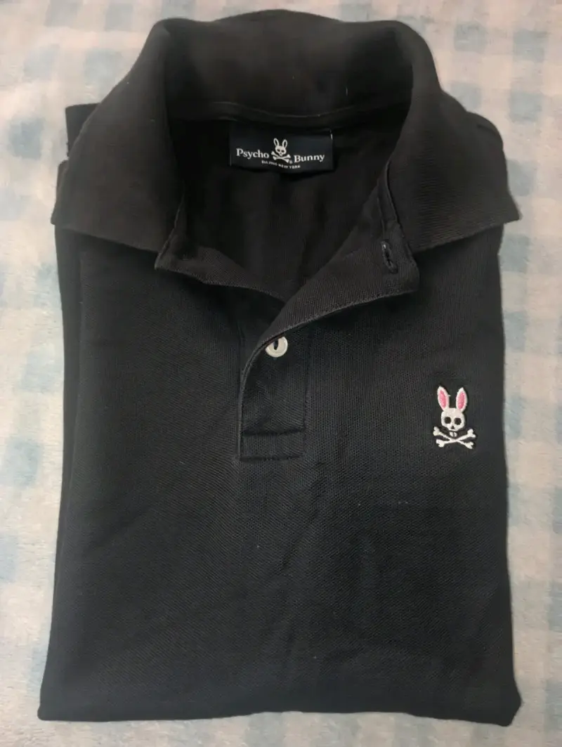 Polera Polo Psycho Bunny Hombre Azul Claro y Negro - 2