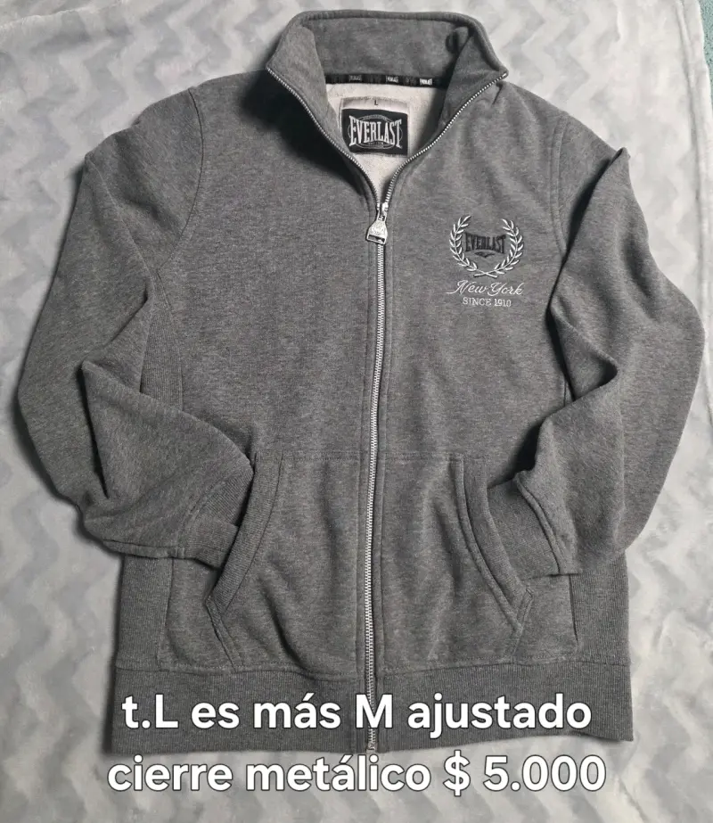 Polerón Everlast gris y negro con cierre metálico - 1