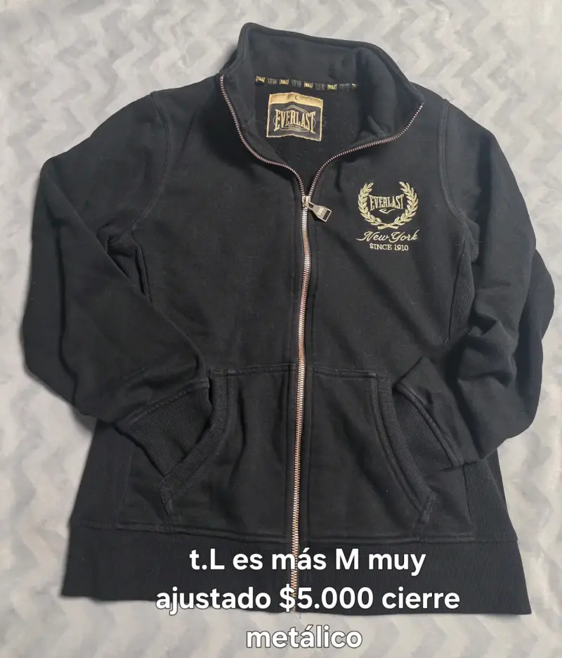 Polerón Everlast gris y negro con cierre metálico - 2