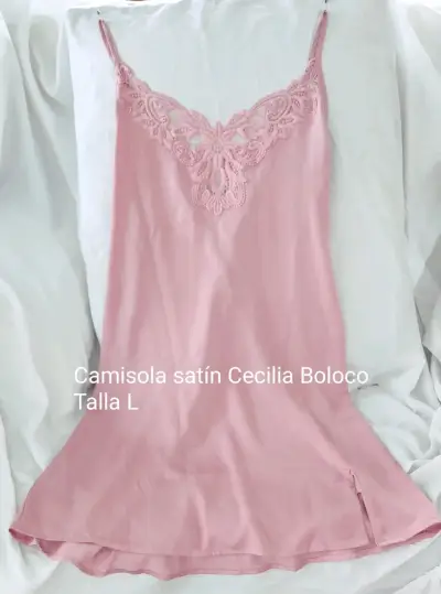 Camisola de satén rosa Cecilia Bolocco talla L - miniatura 1